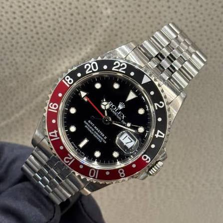 Rolex GMT Master II Case ref 16710, Ca 1989, black-red bezel