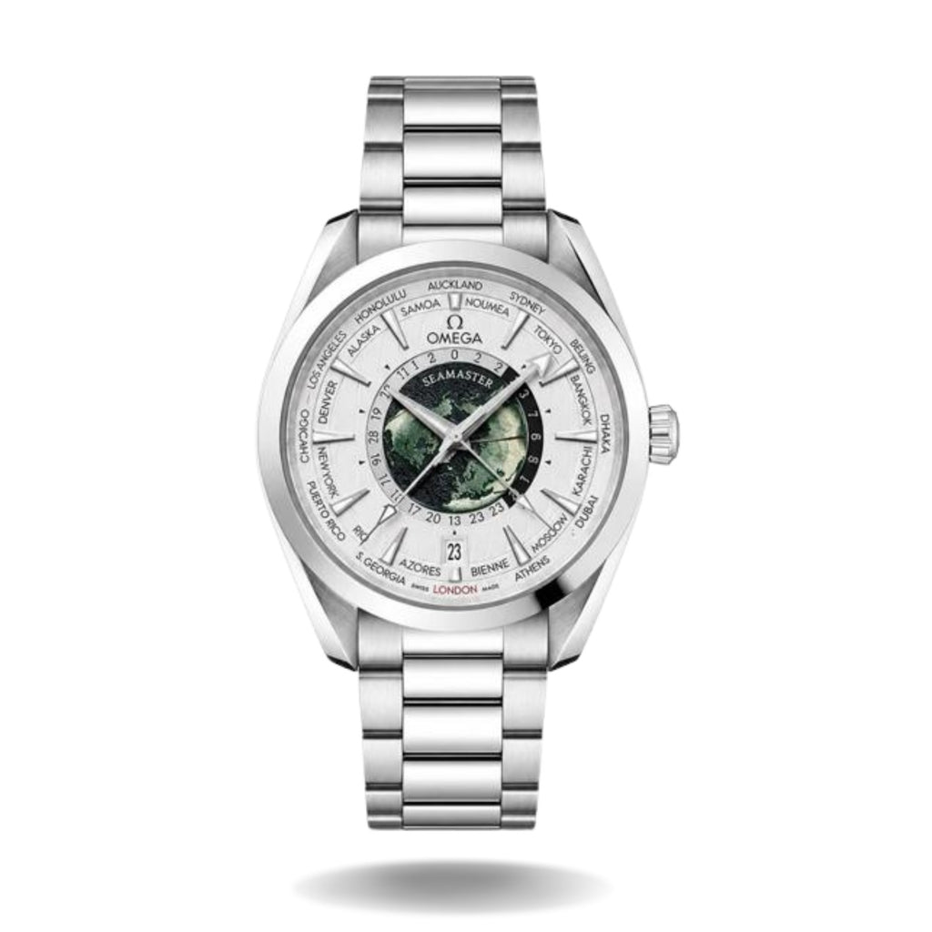 Omega Aqua Terra Worldtimer  White Metal Strap