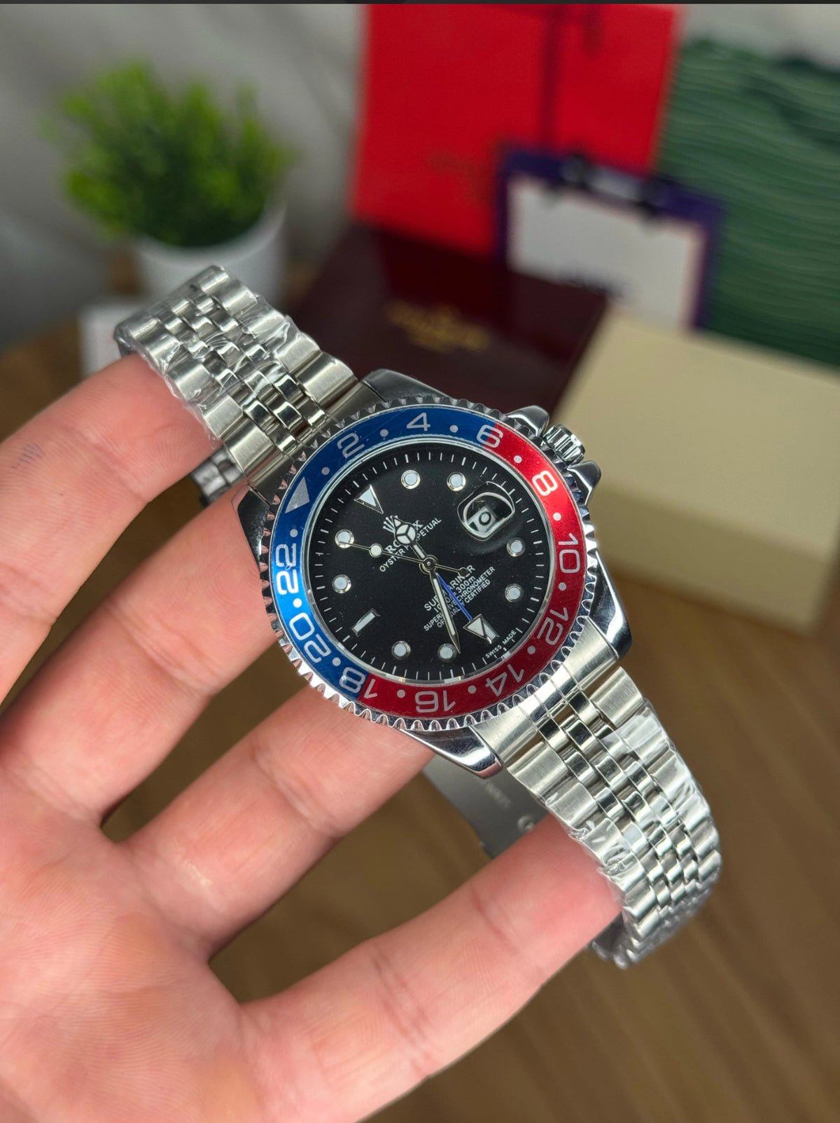 Rolex GMT-Master II "Pepsi" Black Dial  Steel men watch Metal Strap