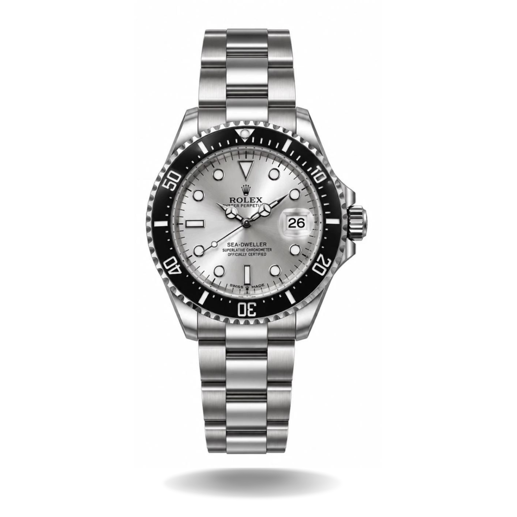 ROLEX SUBMARINER DATE STEEL  WATCH WHITE MOP EMERALD DIAL BLACK BEZEL
