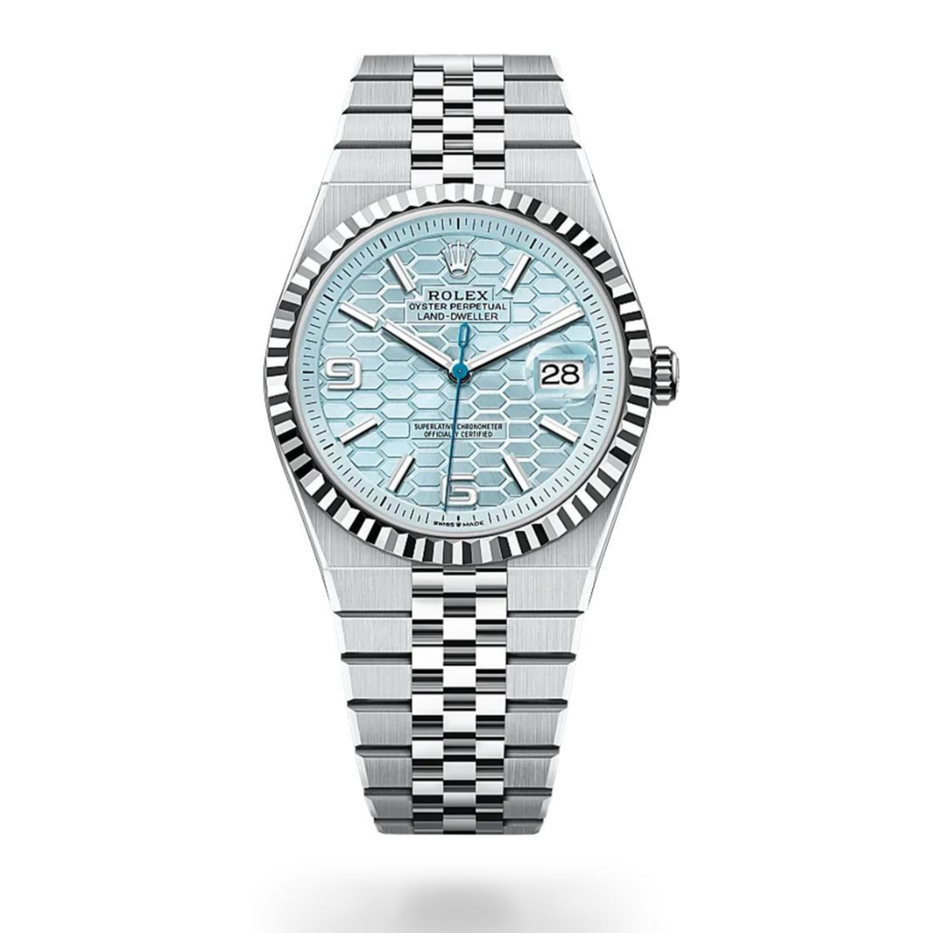 Rolex Land-Dweller Platinum Ice Blue Dial